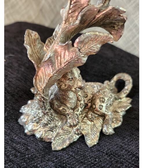 1990's Arthur Court candle holders, vintage set, Leopard and Elephant - Picture 8 of 14